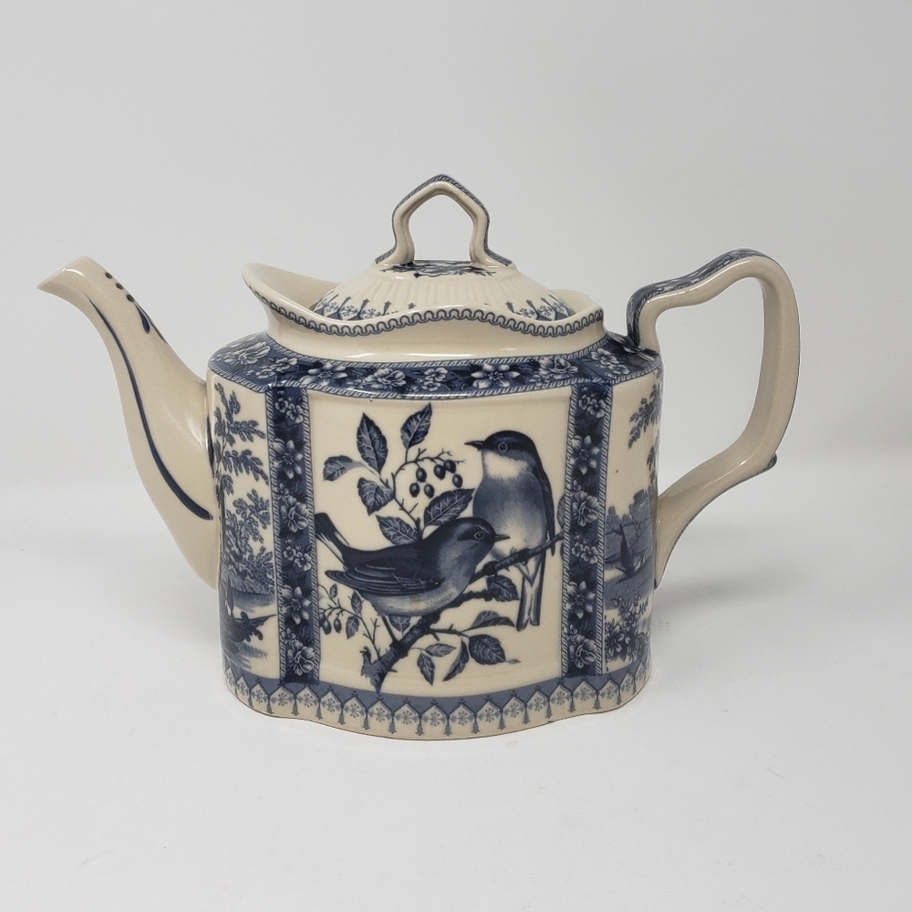 Burton + Burton Blue Cream Bird Large Teapot